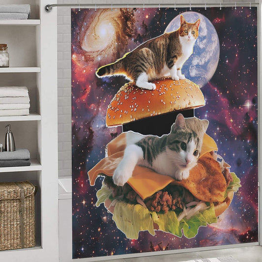 Funny Taco Cat In Space Shower Curtain