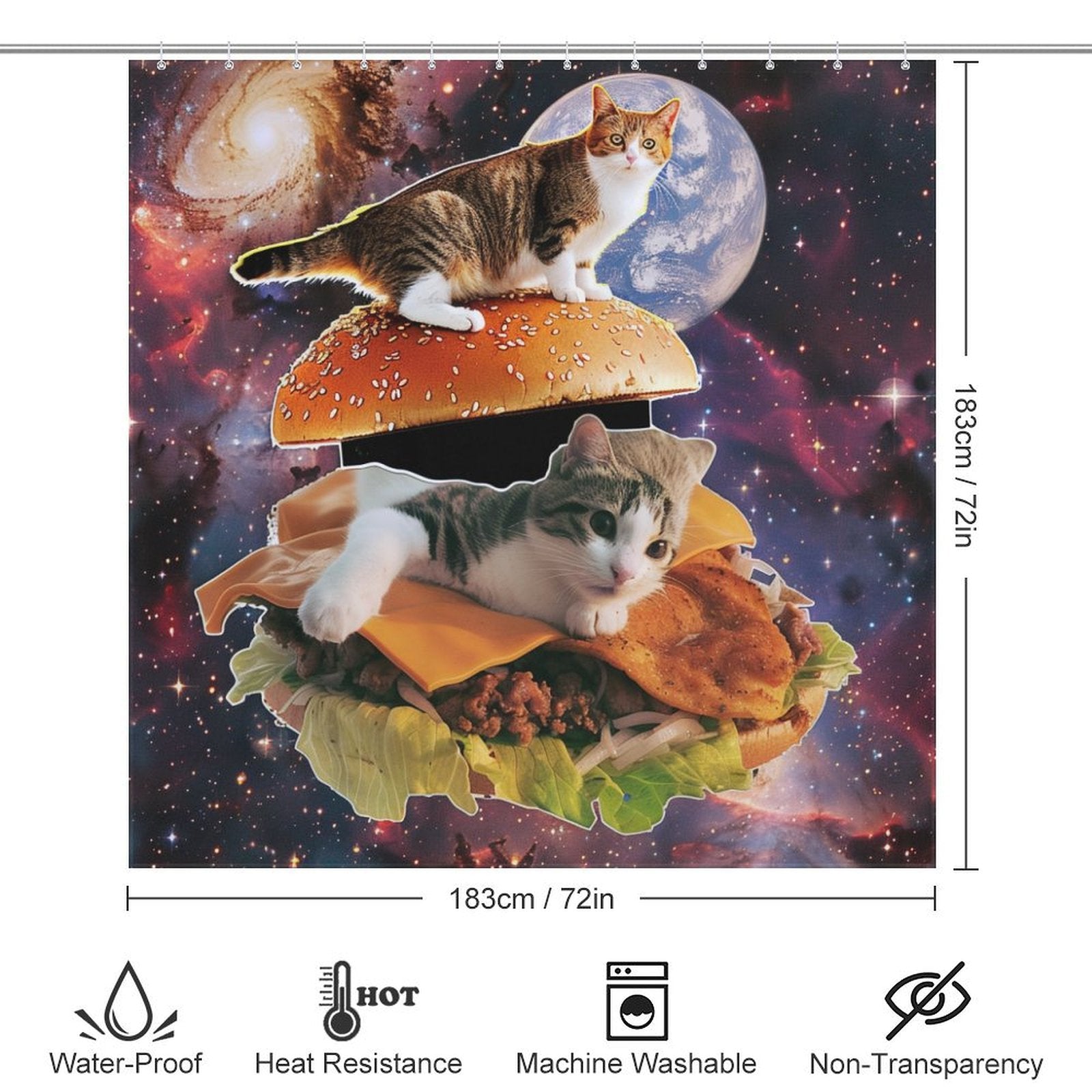 Funny Taco Cat In Space Shower Curtain