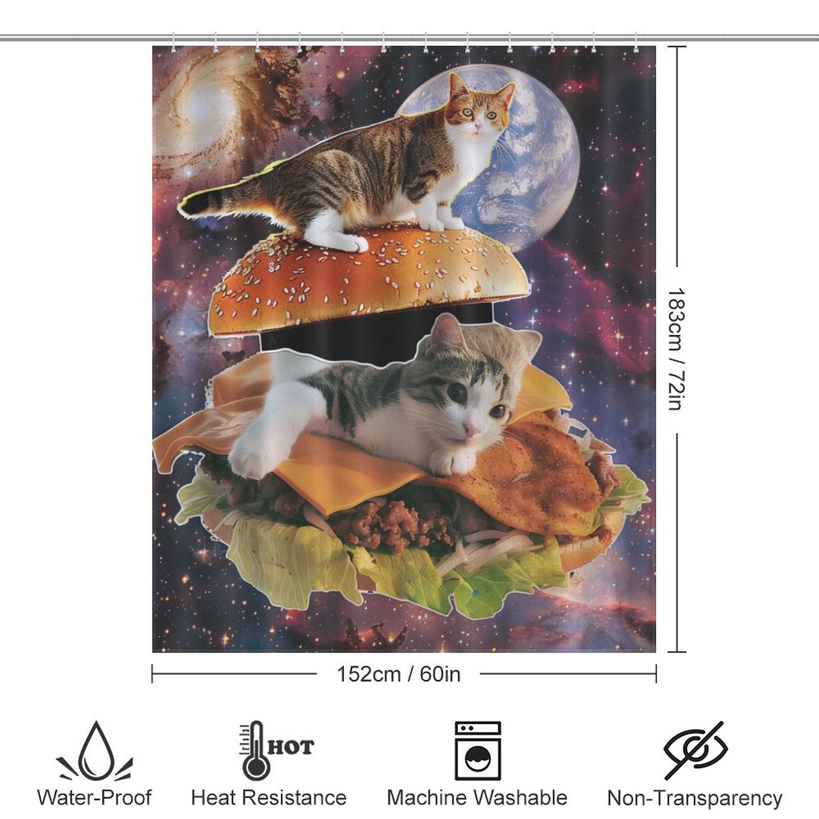 Funny Taco Cat In Space Shower Curtain