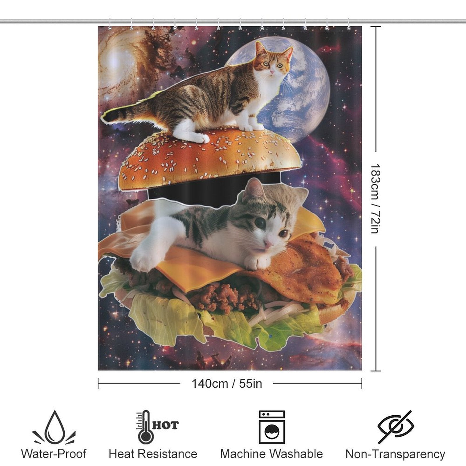 Funny Taco Cat In Space Shower Curtain