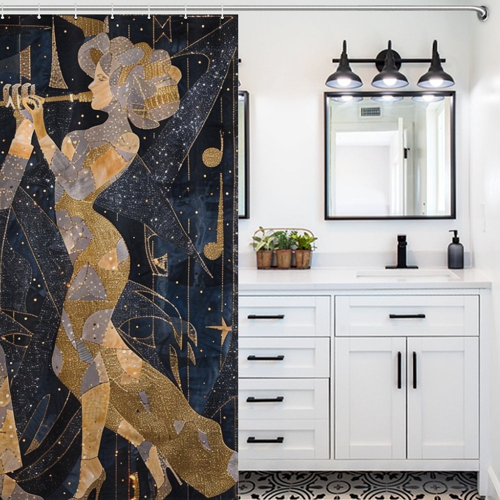 Gatsby Inspired 1920s Shower Curtain