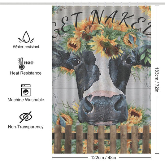 Get Naked Cow Fence  Sunflower Shower Curtain