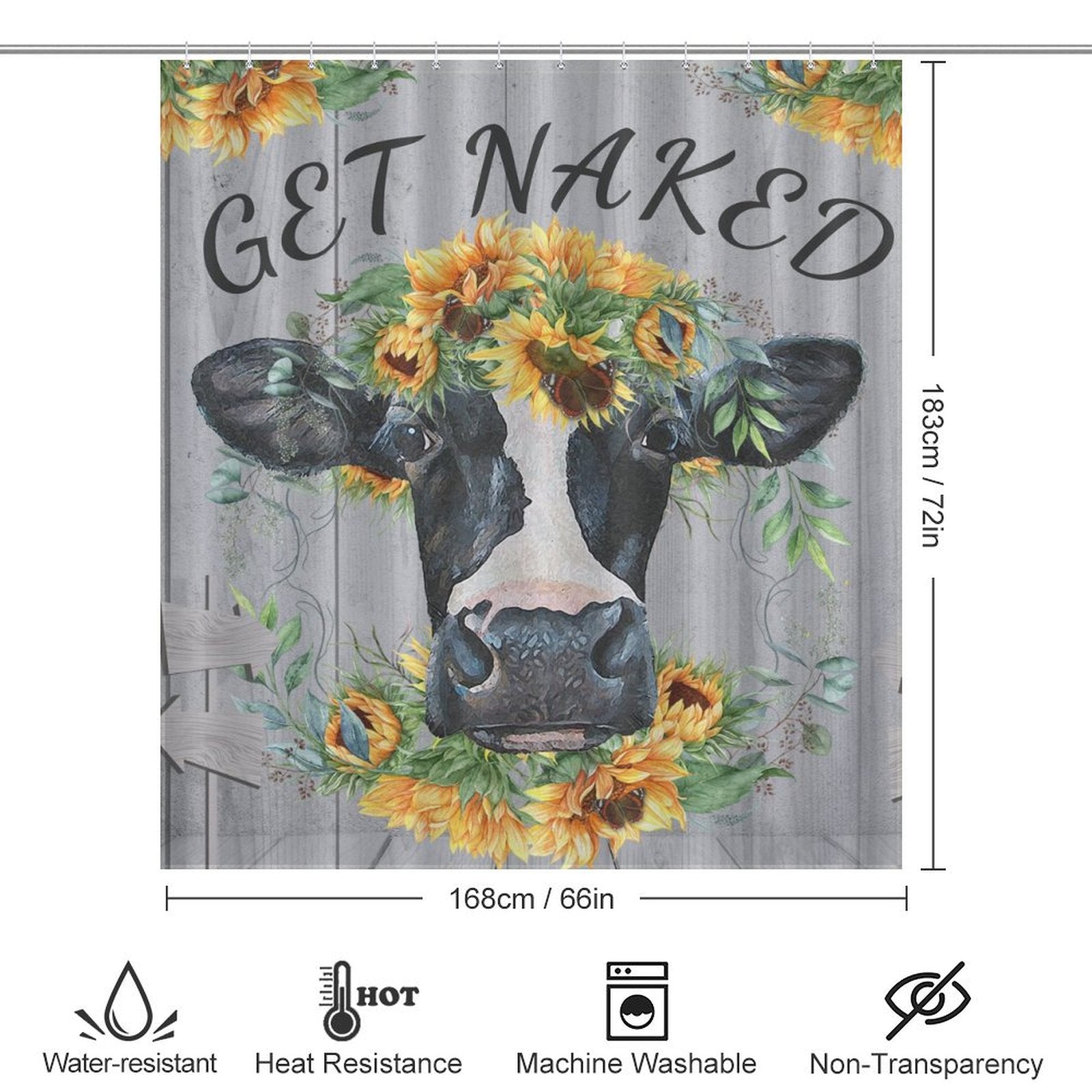 Get Naked Cow arrow Sunflower Shower Curtain