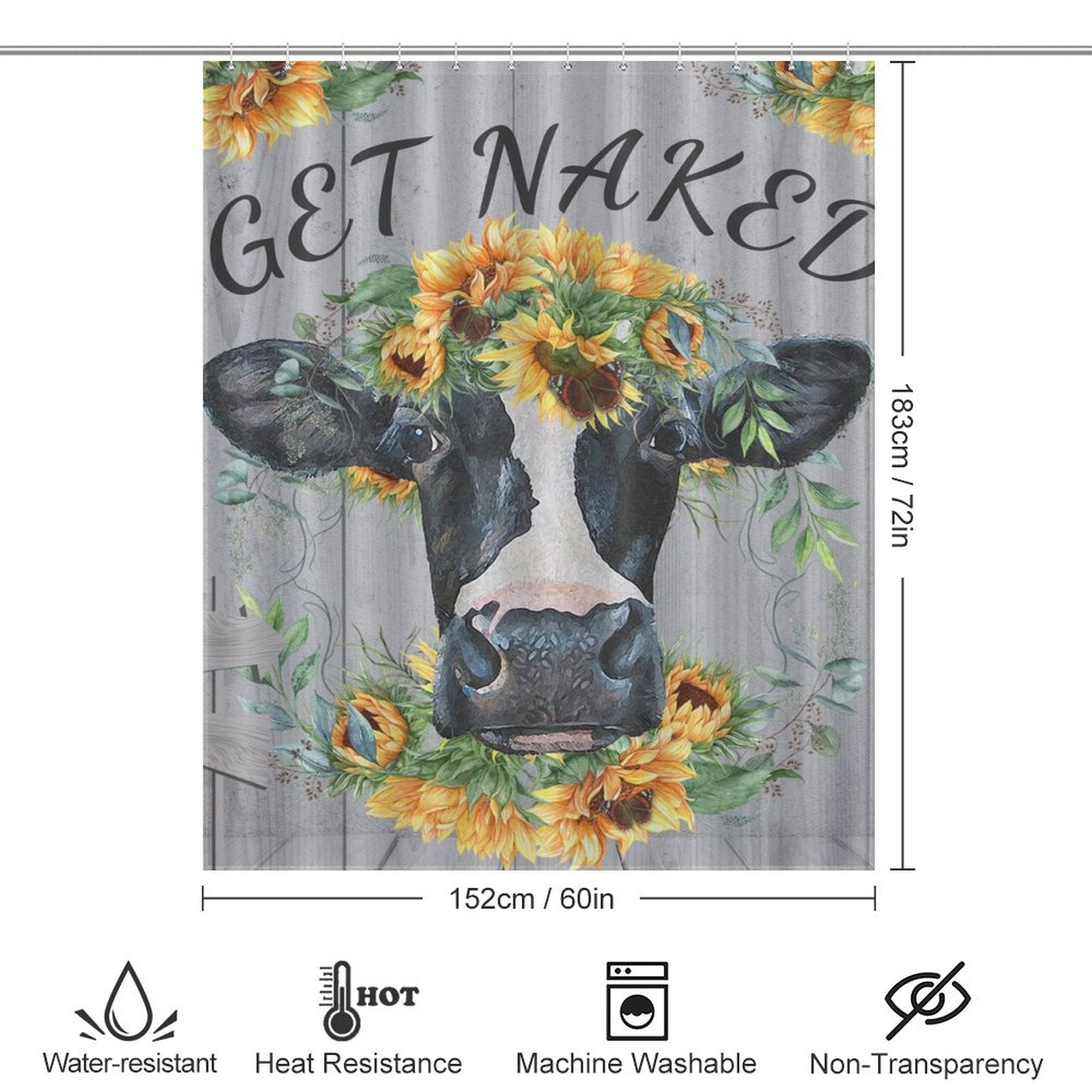 Get Naked Cow arrow Sunflower Shower Curtain