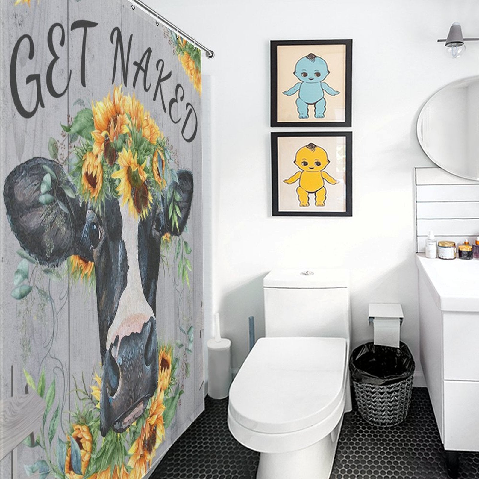 Get Naked Cow arrow Sunflower Shower Curtain