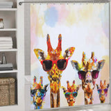 Waterproof Funky Giraffe Shower Curtain-Cottoncat, perfect for bathroom decor.