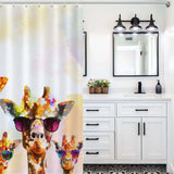 Waterproof Funky Giraffe Shower Curtain-Cottoncat by Cotton Cat for bathroom decor.