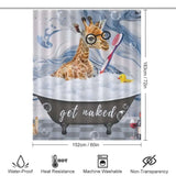 This Funny Giraffe Shower Curtain-Cottoncat from Cotton Cat adds a playful touch to your decor with its adorable giraffe motif, complete with a charming depiction of the long-necked animal relaxing in a bathtub.
