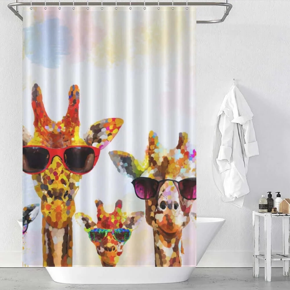 Funky Giraffe Shower Curtain by Cotton Cat - perfect bathroom decor.