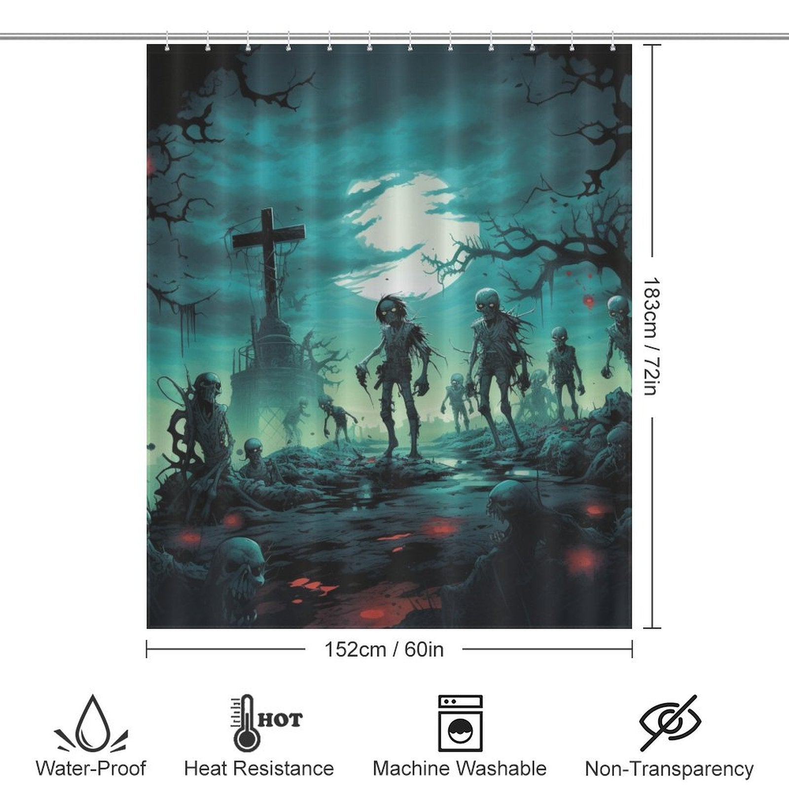 Gothic Fun Zombie Shower Curtain