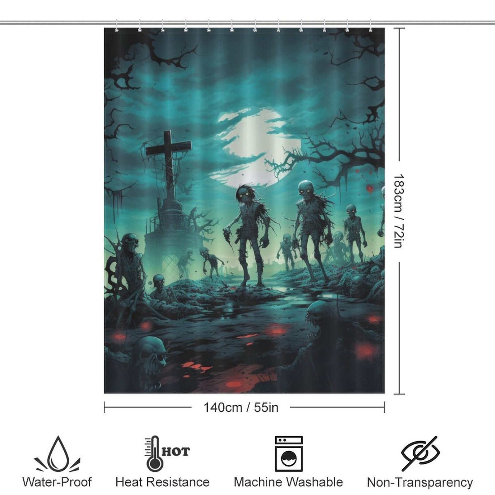 Gothic Fun Zombie Shower Curtain