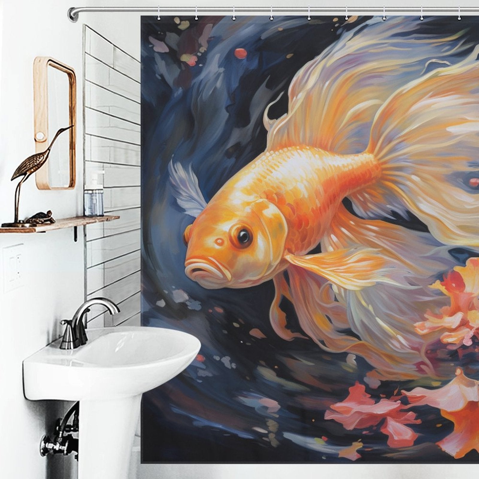 Graceful goldfish shower curtain Art 