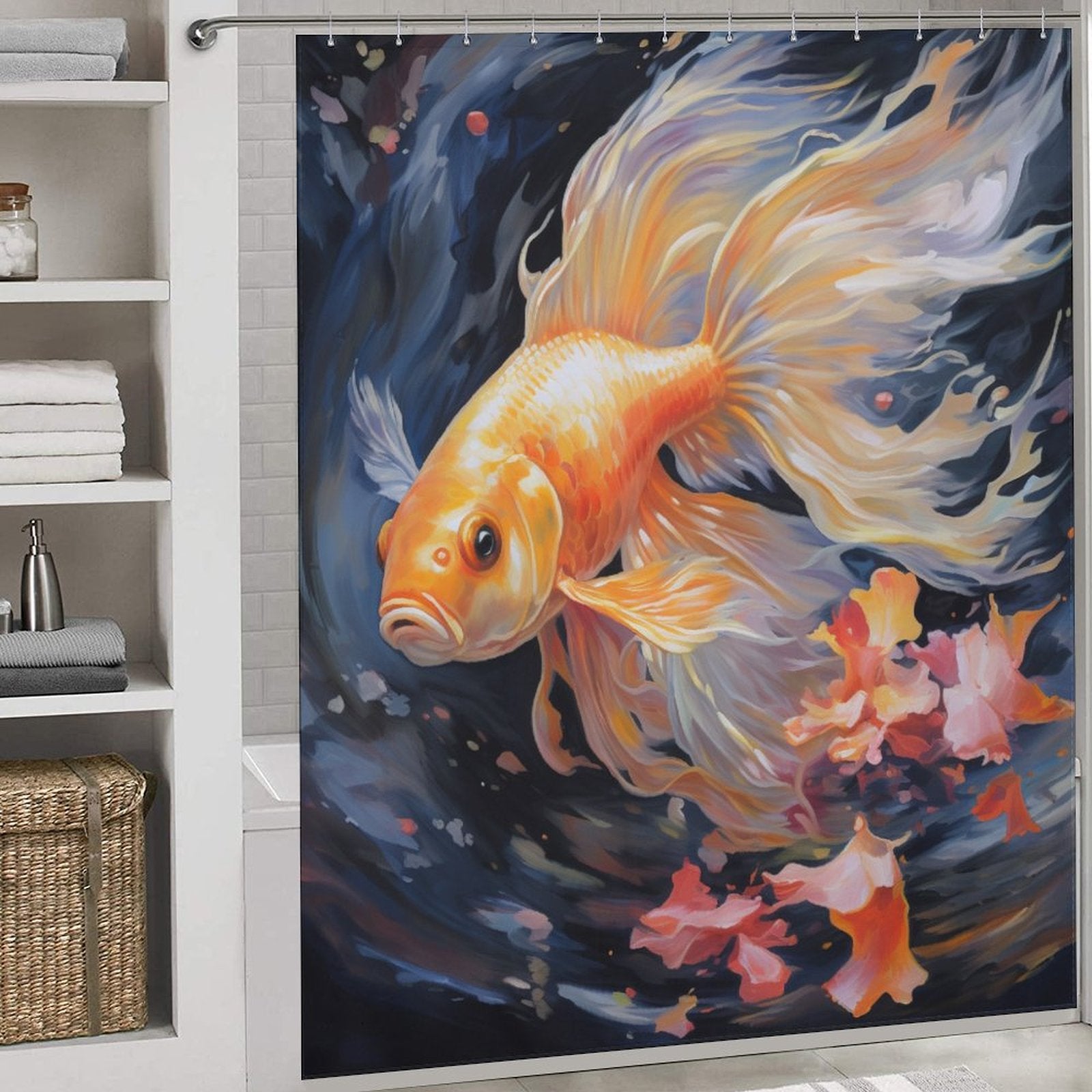 Graceful goldfish shower curtain Art 