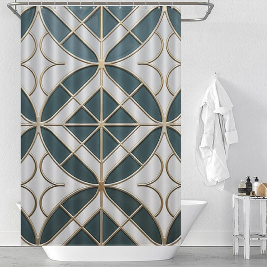 Green Stylish Lattice Shower Curtain