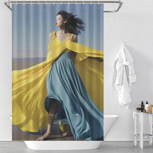 Harmony Yellow Gray Blue Curtain