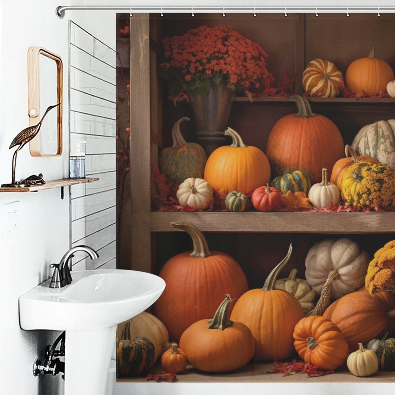 Harvest Glow Pumpkin Shower Curtain