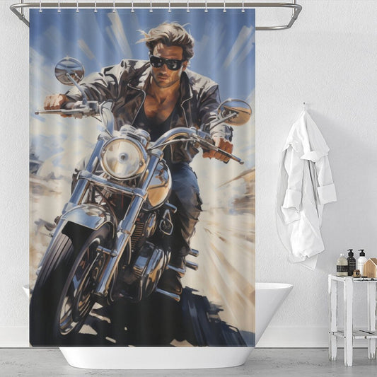 Highway Motorcycle Shower Curtain