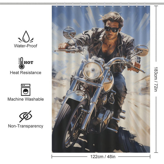 Highway Motorcycle Shower Curtain