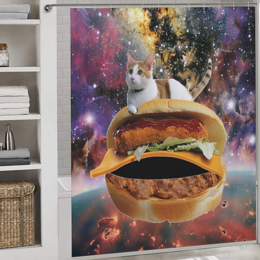 Hilarious Funny Taco Cat In Space Shower Curtain
