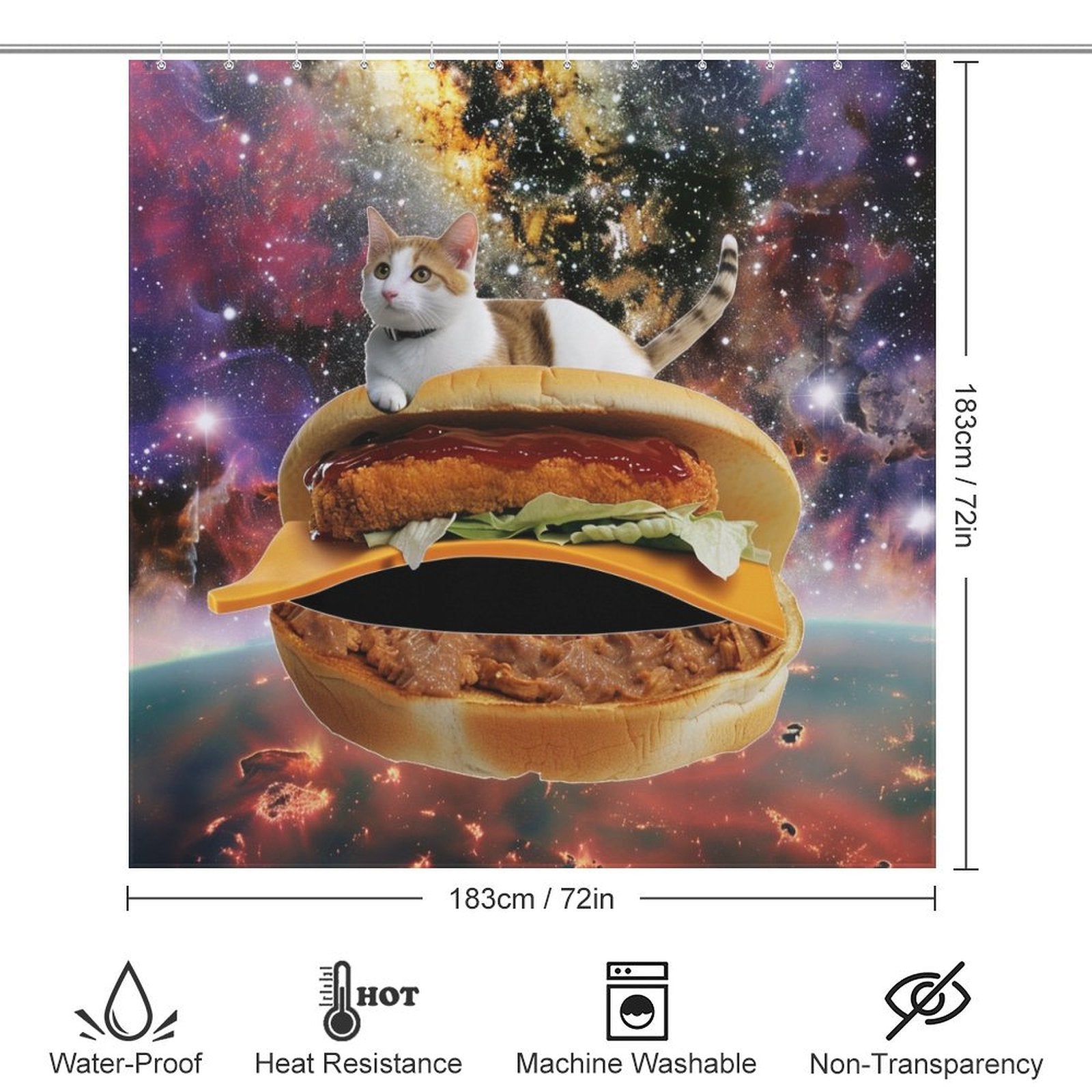 Hilarious Funny Taco Cat In Space Shower Curtain