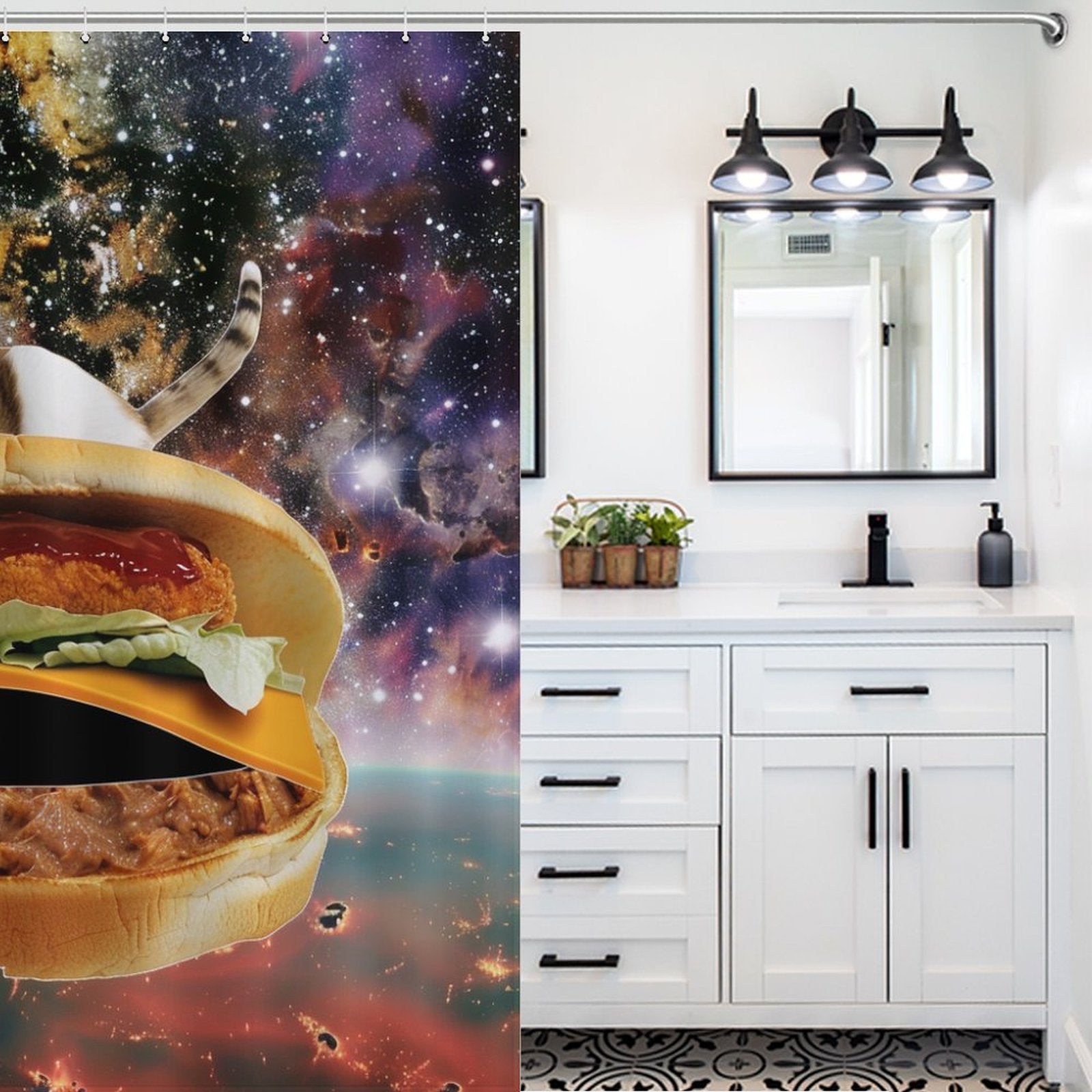 Hilarious Funny Taco Cat In Space Shower Curtain