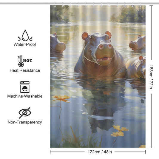 Hippo Shower Curtain Jovial Ballet 