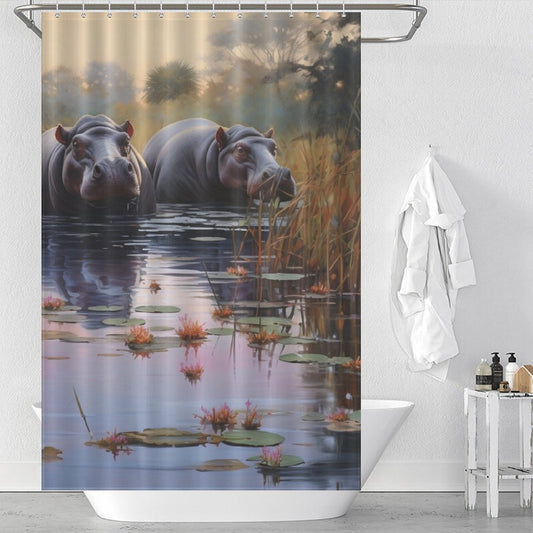 Hippo Shower Curtain Serene Snapshot 