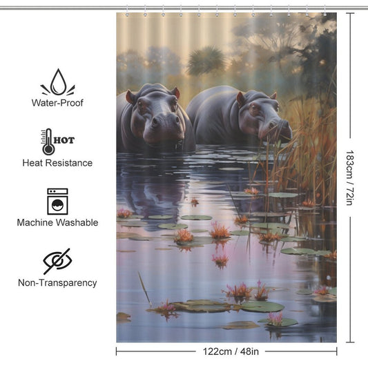 Hippo Shower Curtain Serene Snapshot 