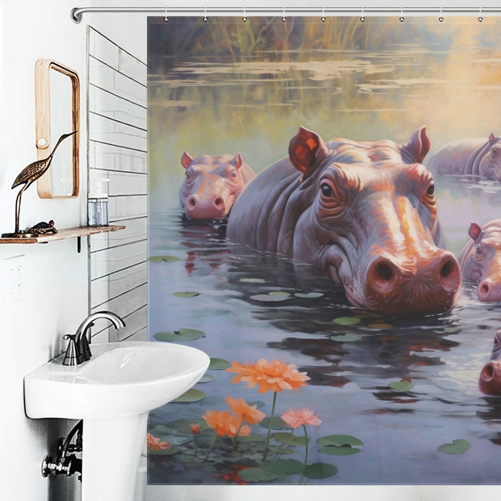 Hippo Shower Curtain Sun's Kiss 