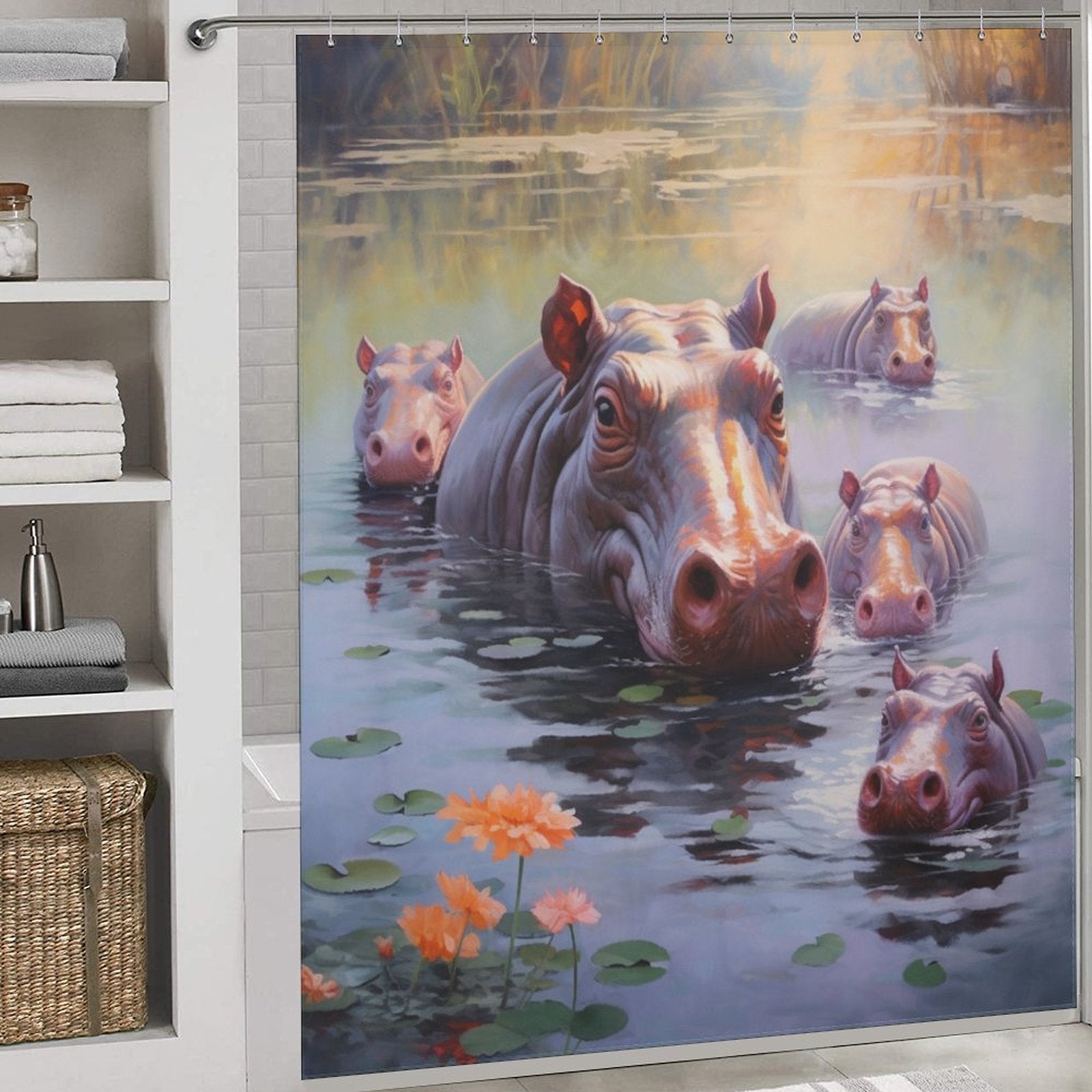 Hippo Shower Curtain Sun's Kiss 