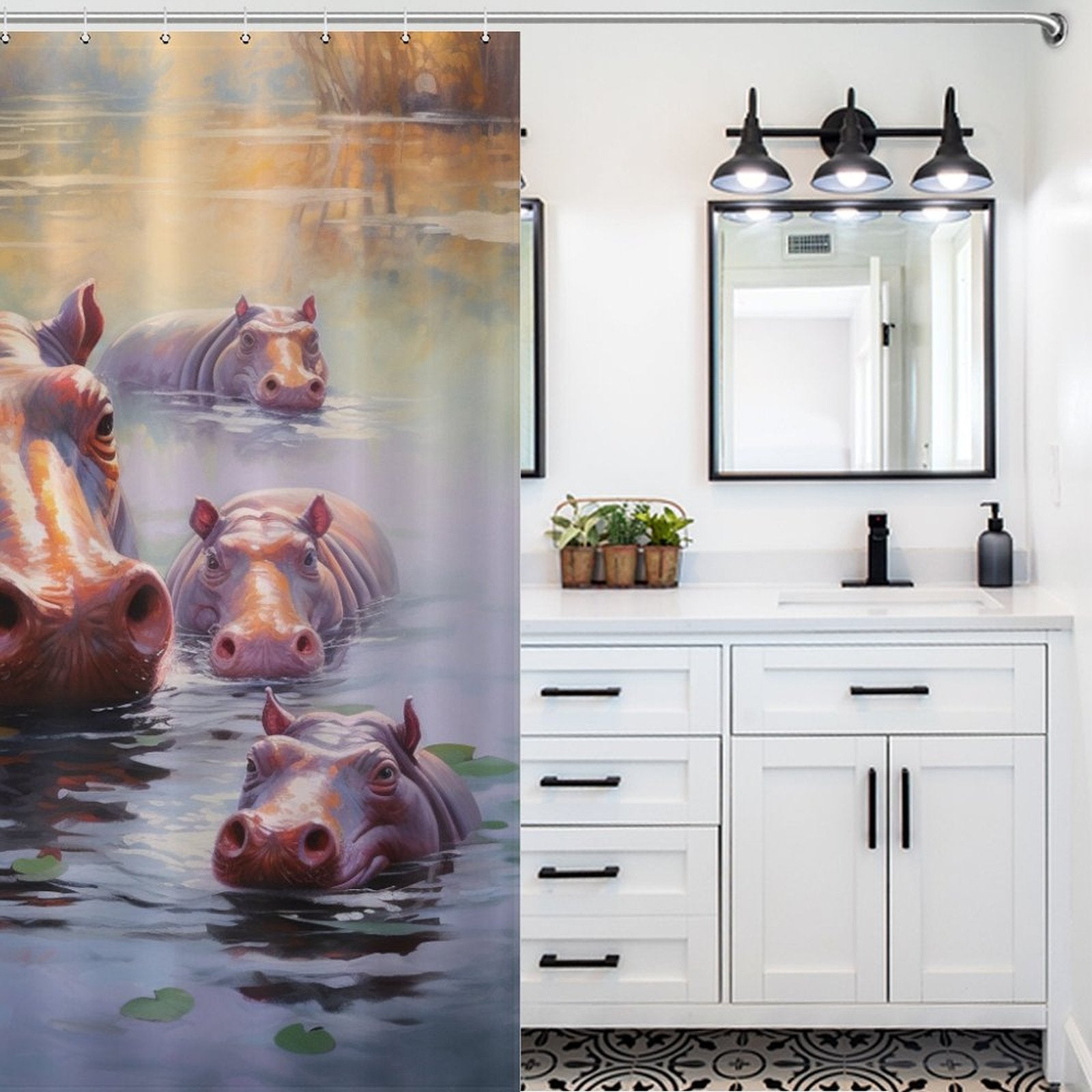 Hippo Shower Curtain Sun's Kiss 