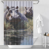 Hippo Shower Curtain Whimsical Scene 