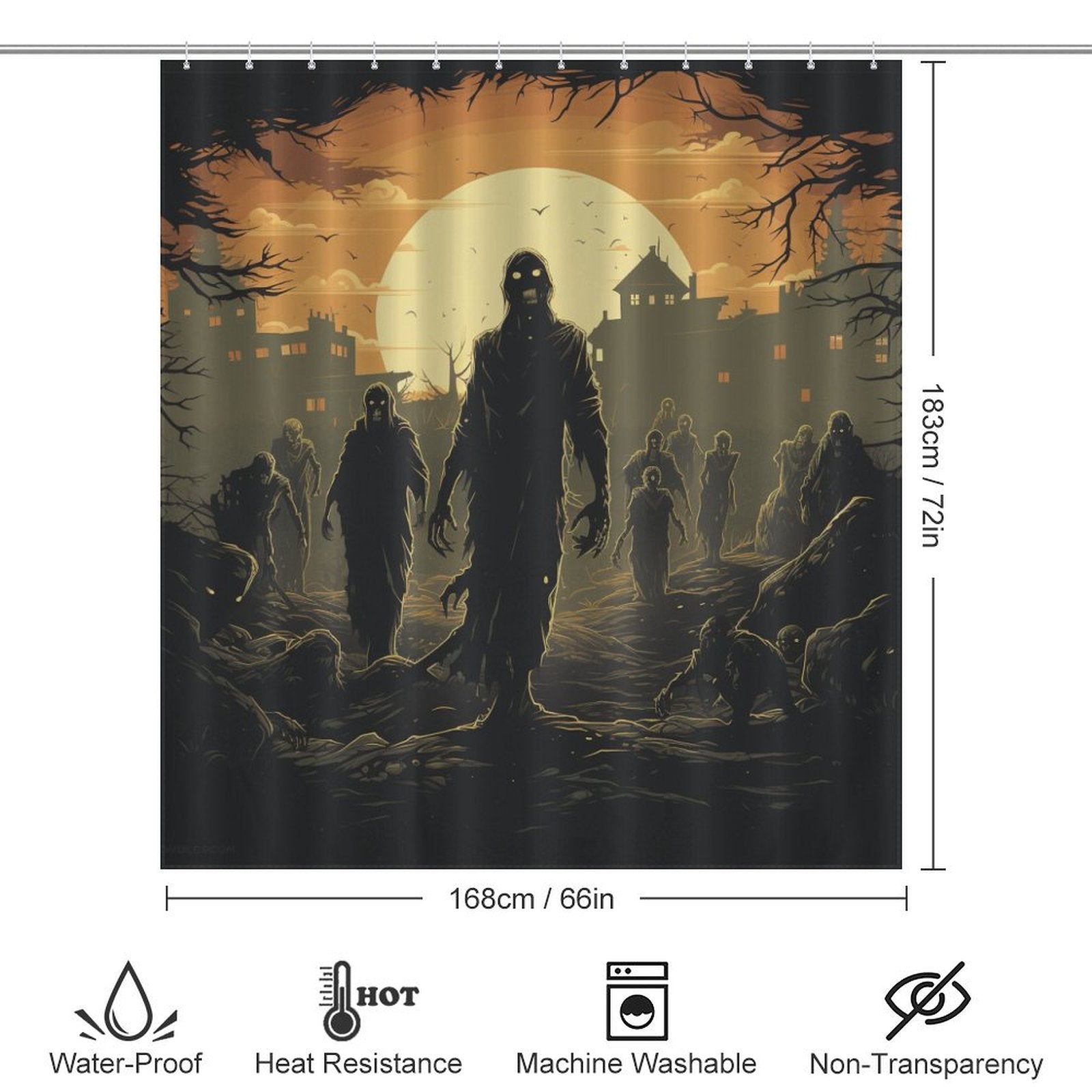 Humorous Horror Zombie Shower Curtain