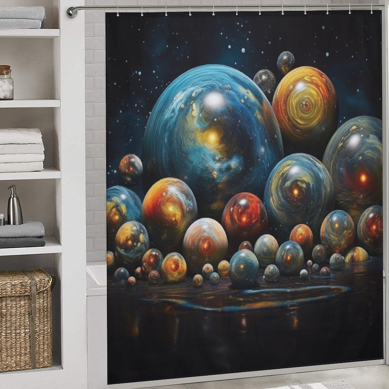 Interstellar Journey Planet Shower Curtain