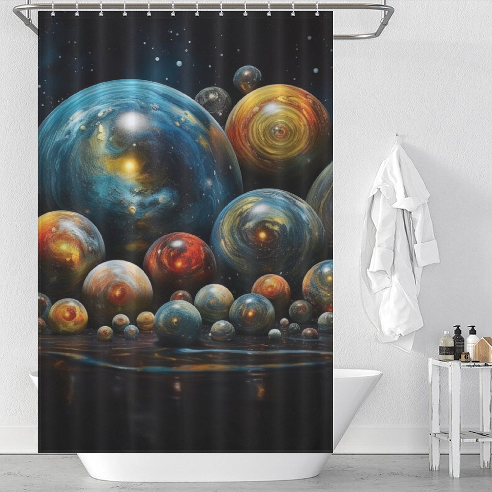 Interstellar Journey Planet Shower Curtain