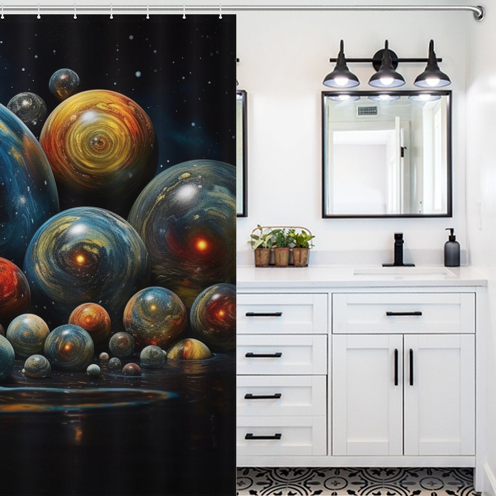 Interstellar Journey Planet Shower Curtain