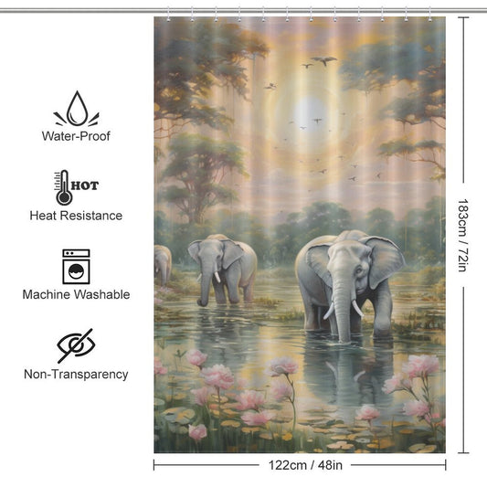 Joyful Pastoral Happy Elephant Shower Curtain