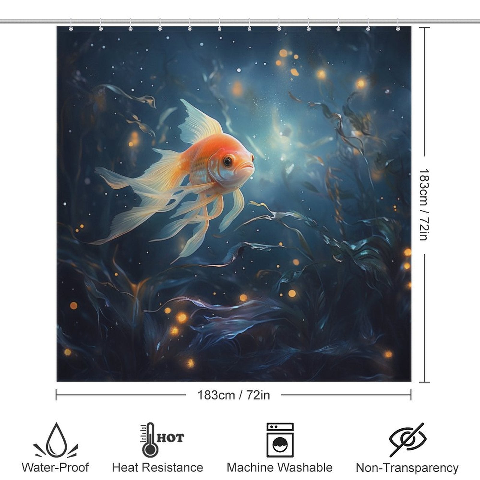 Joyful goldfish shower curtain Animated 