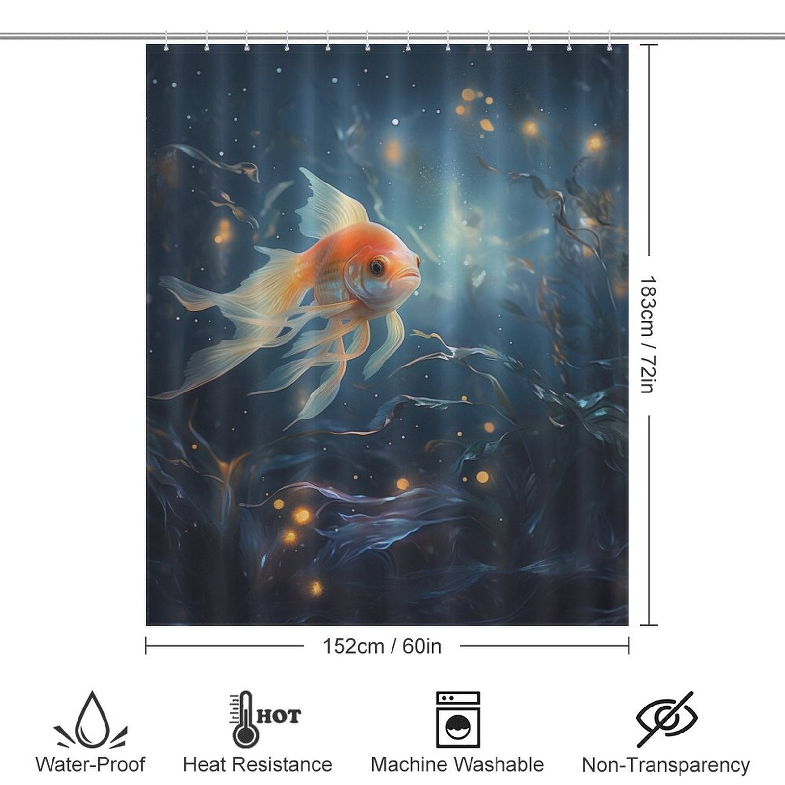 Joyful goldfish shower curtain Animated 