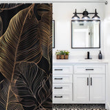 Add a touch of luxury and sophistication to your bathroom decor with this elegant Golden Tropical Leaves Jungle Shower Curtain-Cottoncat by Cotton Cat. Crafted with high-quality materials, this waterproof curtain not only adds style but also ensures maximum protection from water.