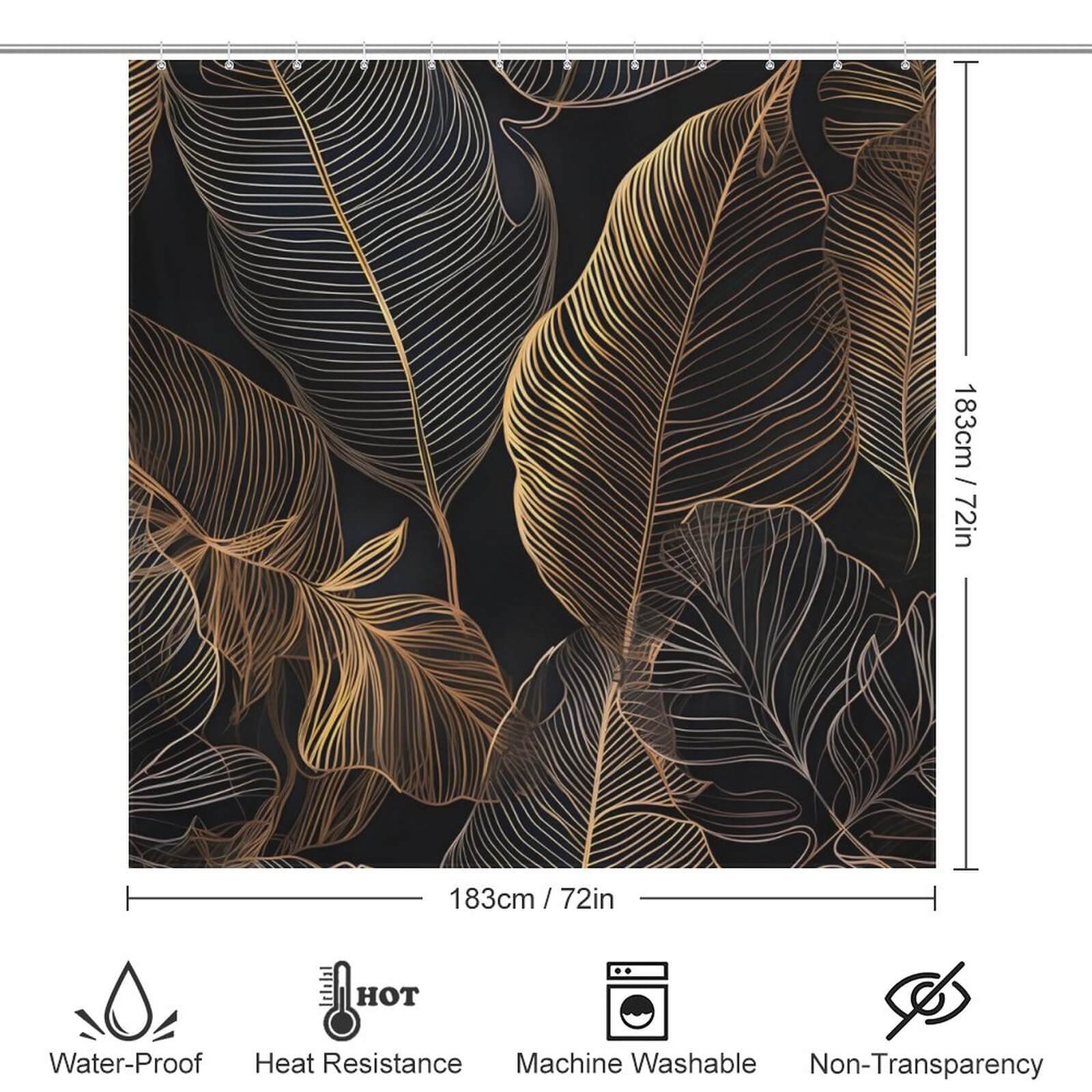 This waterproof Golden Tropical Leaves Jungle Shower Curtain-Cottoncat is a perfect addition to your bathroom decor.