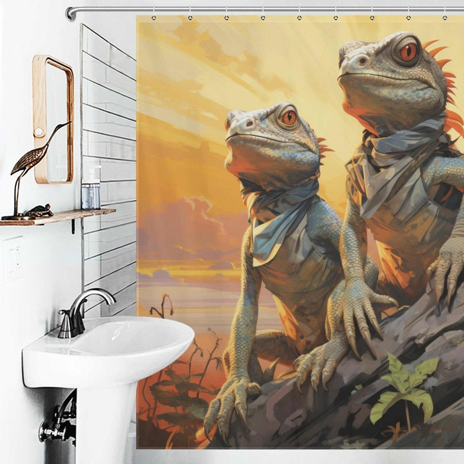 Jungle Ambiance Lizard Shower Curtain