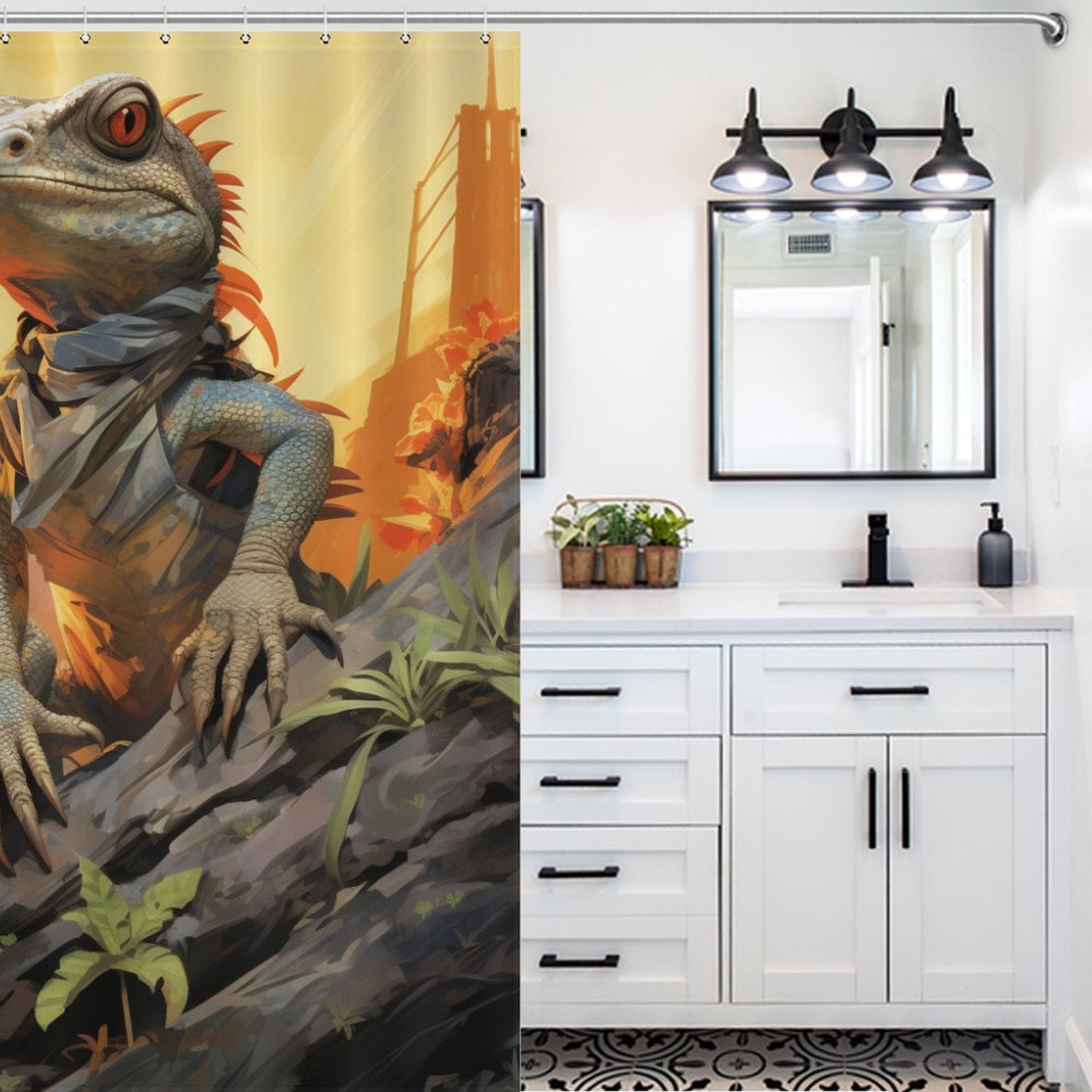 Jungle Ambiance Lizard Shower Curtain