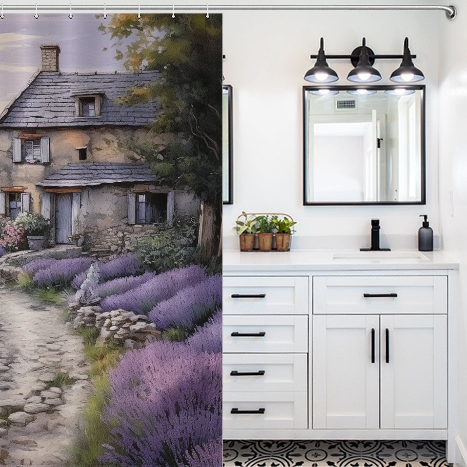 Lavender French Country Shower Curtain