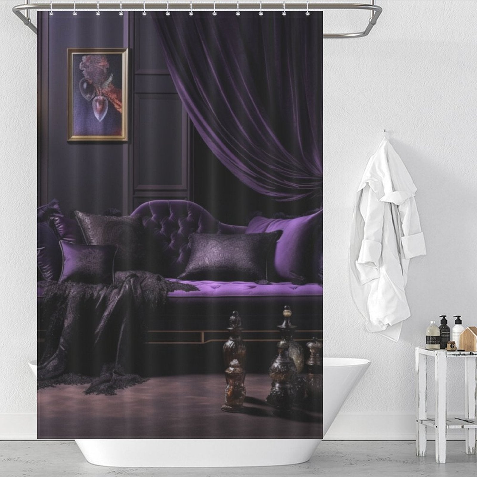 Lavish Purple and Black Shower Curtain