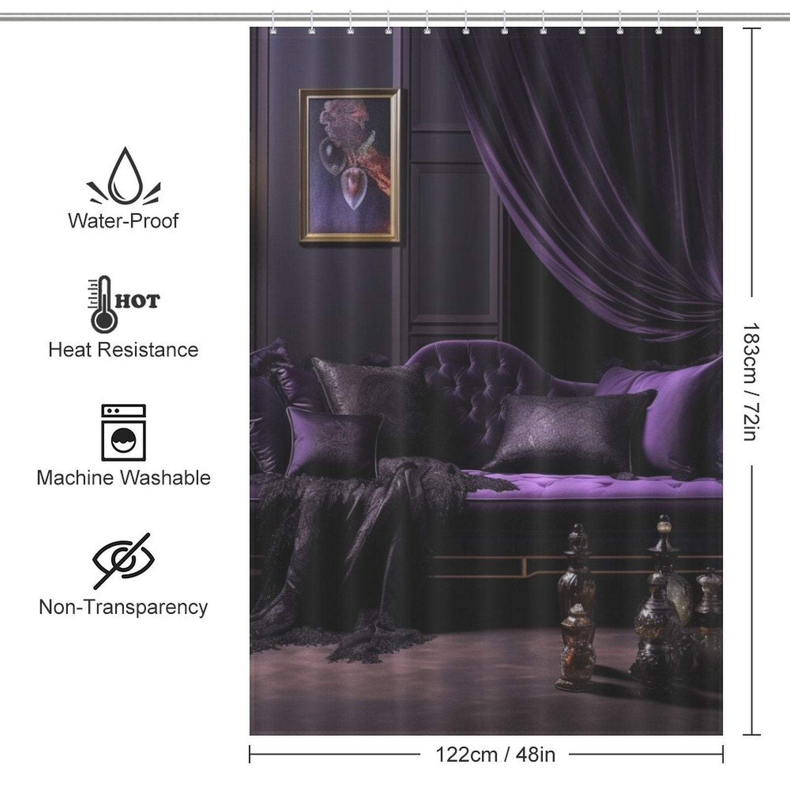 Lavish Purple and Black Shower Curtain