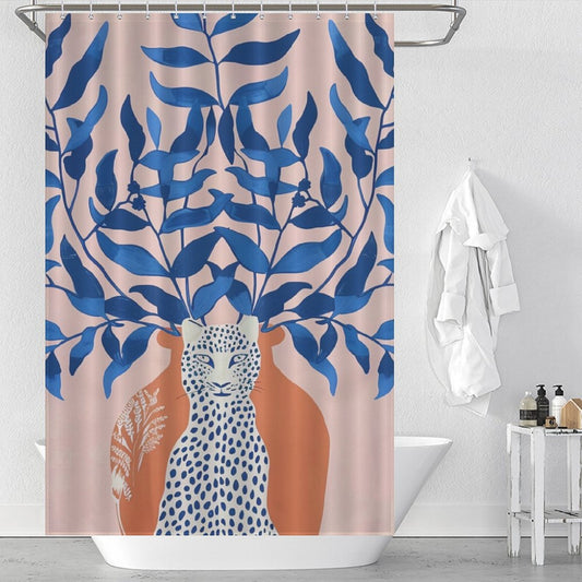 Leopard Orange Vase Boho Shower Curtain