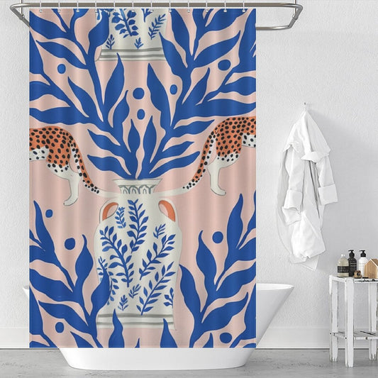 Leopard Vase Boho Shower Curtain