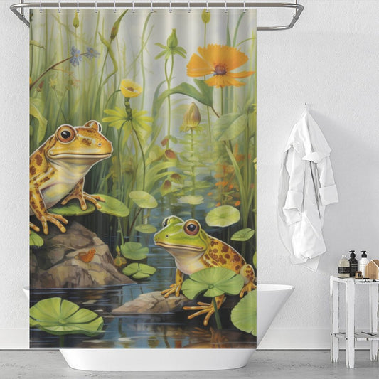 Lively Pond Life Frog Shower Curtain