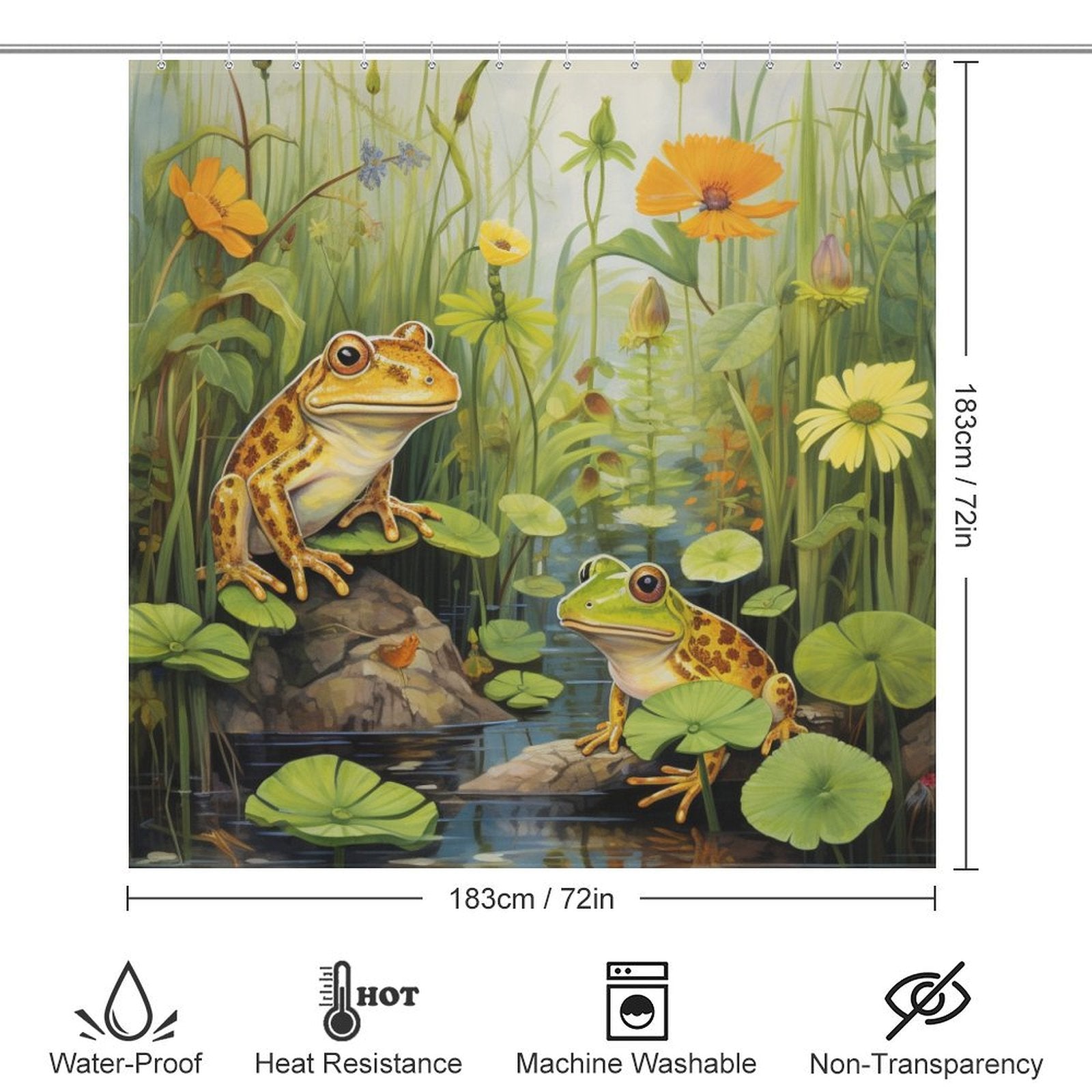 Lively Pond Life Frog Shower Curtain